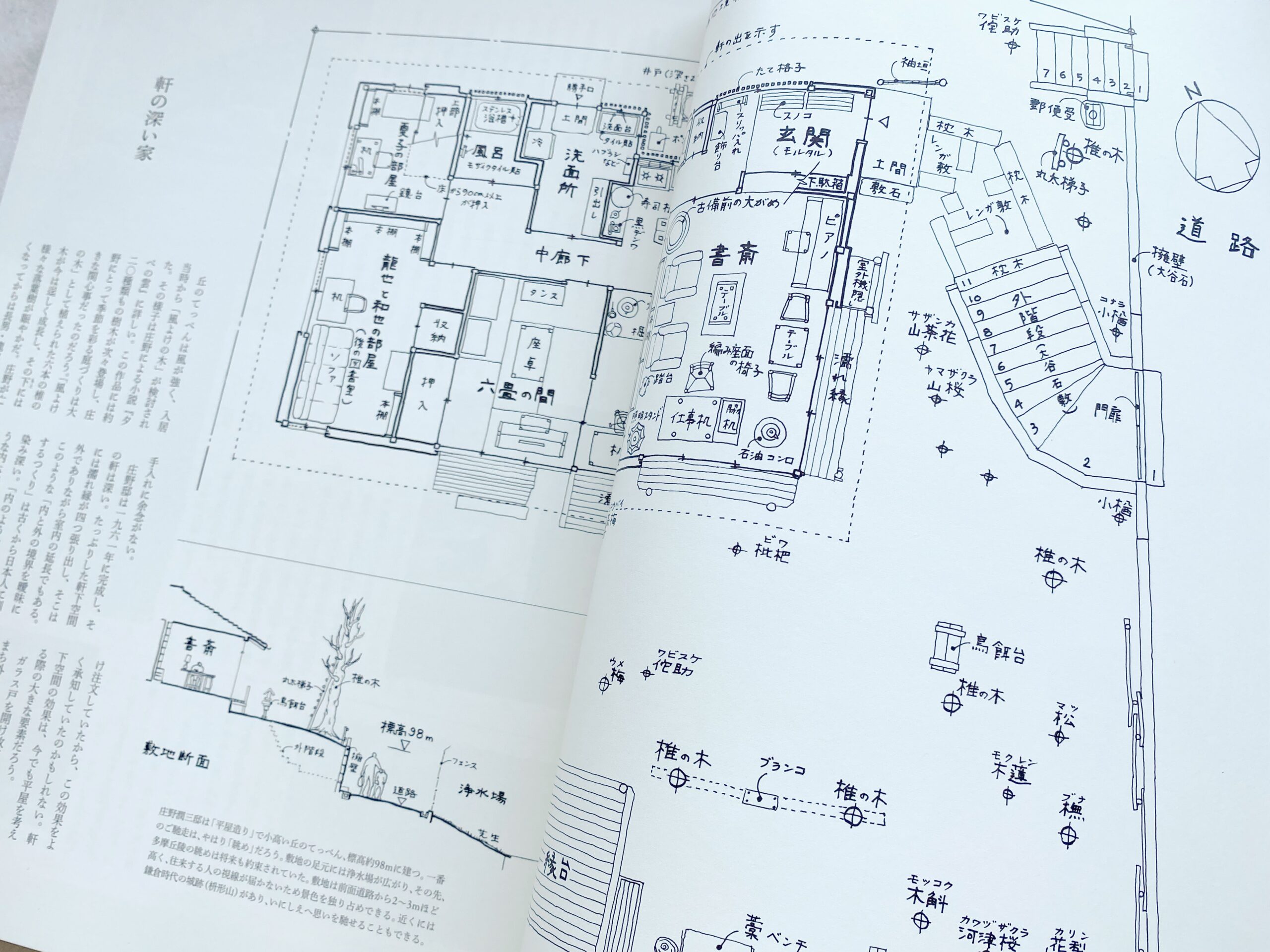 庄野潤三邸の実測図。部屋の間取りも分かる。