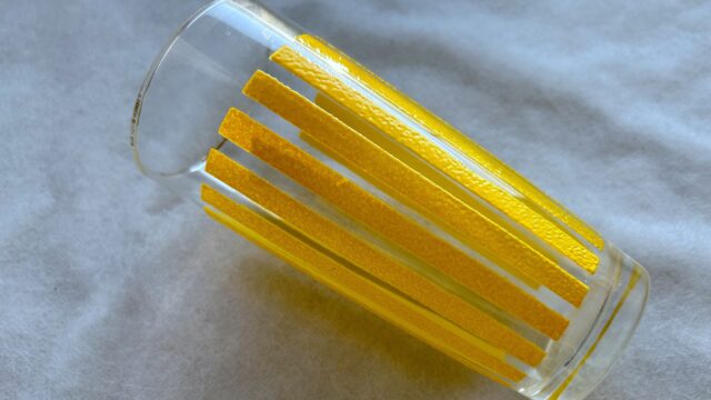 【佐々木硝子製】黄色ストライプのカルピスグラス【昭和30年代】